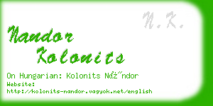 nandor kolonits business card